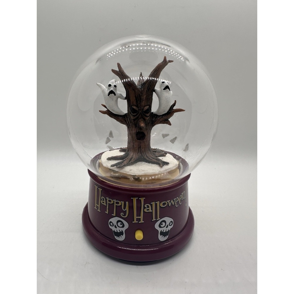 Gemmy Halloween Spooky Tree Ghost Tornado Talking Snow Globe Tested Working‎